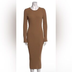 Anine Bing Tan Ribbed Long Sleeve Dress